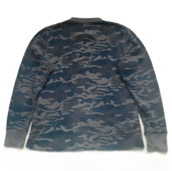 Retro Old Navy Camo Thermal Long Sleeve Henley Shirt - Men's Large Camo Shirt - Picture 2 of 12